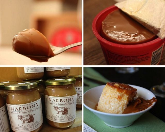 Doce de leite: puro ou no flan. O do pote vermelho é o da Conaprole (versão con crema) que é mais consistente