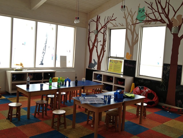 A sala de recreação para as crianças descansarem e se aquecerem