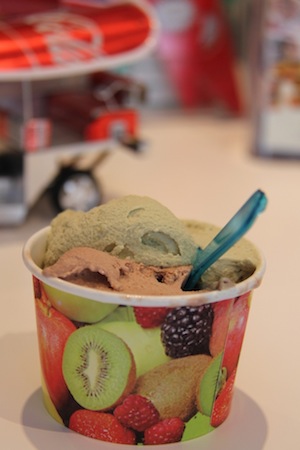 o gelato: pistache e chocolate!