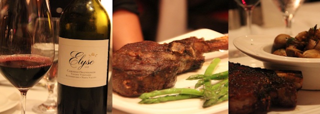 Nossos pratos principais e um vinho espetacular. Melhor carne que já comi na vida.