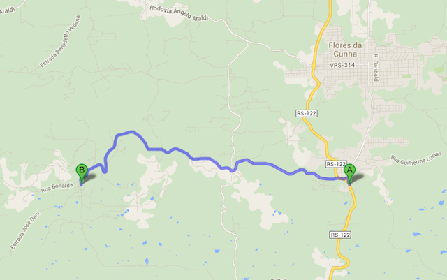 trecho de 12 km de Flores da Cunha a Otávio Rocha