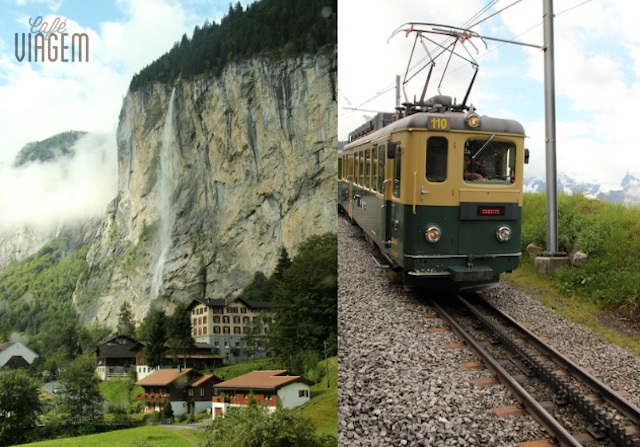 O visual incrível desde o início do percurso de trem e o último trem por tração em cremelheiras que leva ao topo da montanha