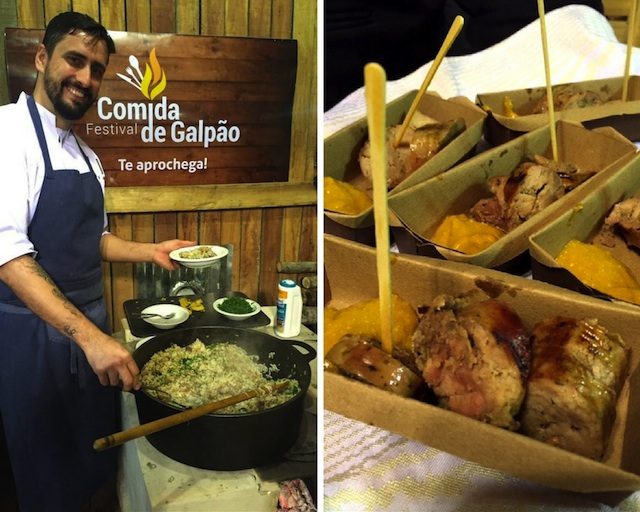 O arroz de costela e a linguiça com mostarda de butia